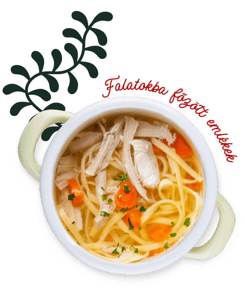 Csirkeleves csiga tésztával, hagyományos magyar Nosztalgia Étteremben. Friss alapanyagokból készült, tökéletes választás leveskedvelőknek és családi ebédekhez.