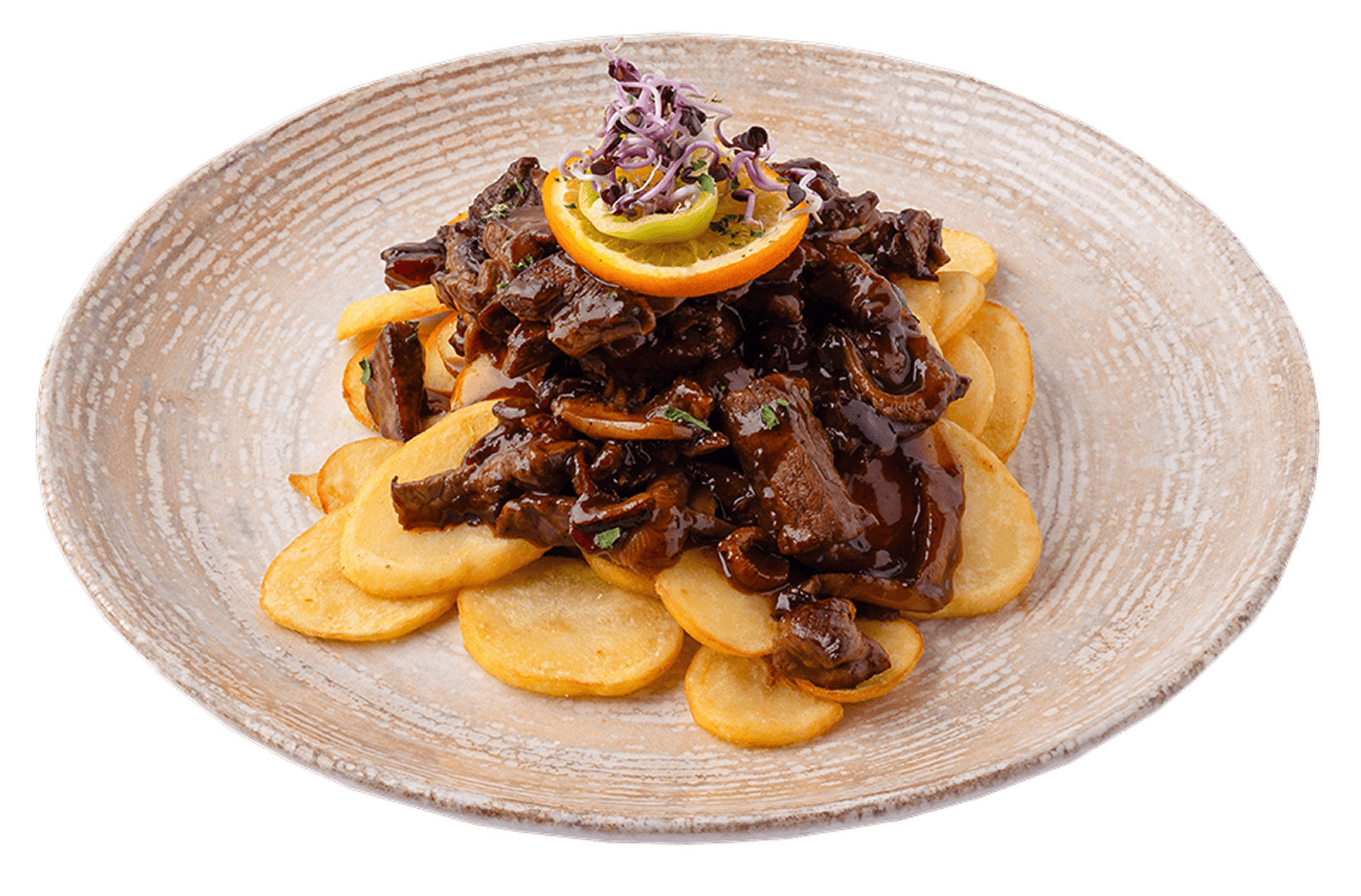 Ízletes marhahús pörkölt, hagyományos magyar étel, szaftos szószban, sült burgonyával, friss zöldségekkel a Nosztalgia Étteremben, autentikus magyar konyha és kellemes hangulat.