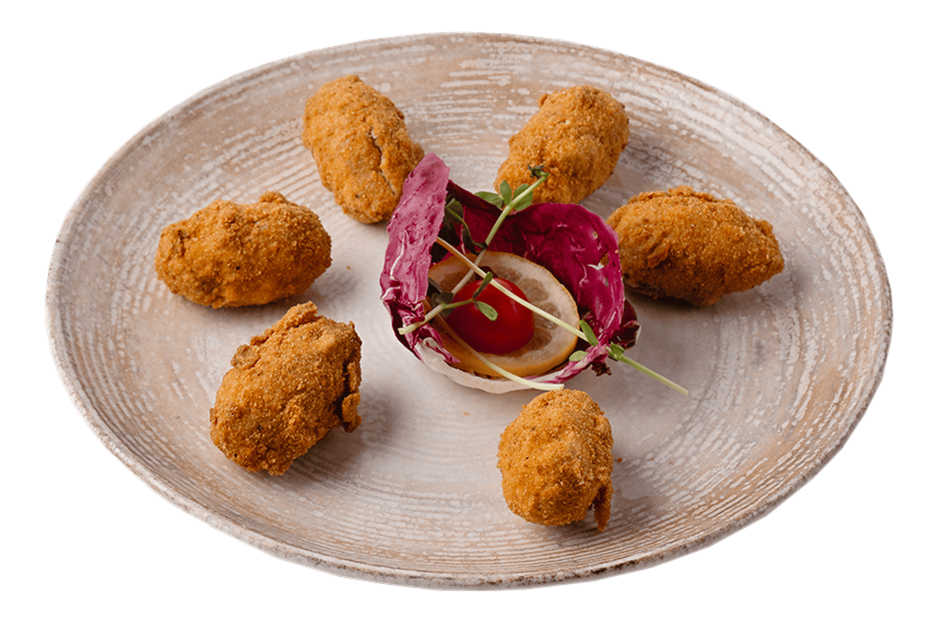 Francia rillette-korok, salátával és koktélparadicsommal, Nosztalgia Étterem specialitása, hagyományos magyar és nemzetközi ételek, elegáns hangulat, otthonos kiszolgálás.